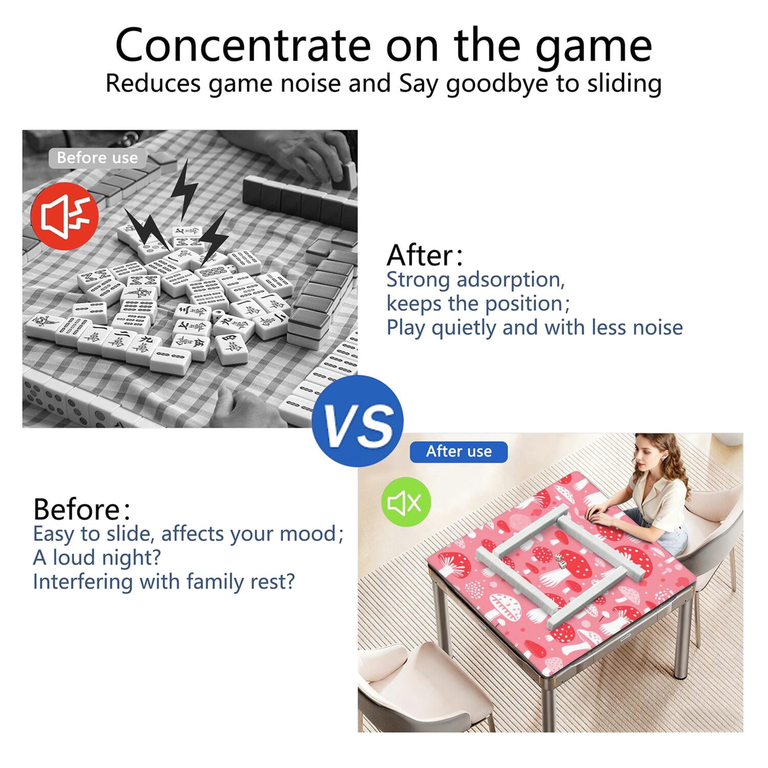 31.5 Inch Plants Pattern Mahjong Pad Made of Durable Rubber with Anti-Slip Non-Skid Properties and Noise Dampening Features for Card Games Board Games