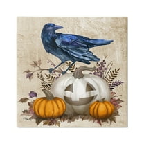 Stupell Industries Raven & Jack-o-Lantern Holiday Painting Gallery Wrapped Canvas Print Wall Art, 17 x 17