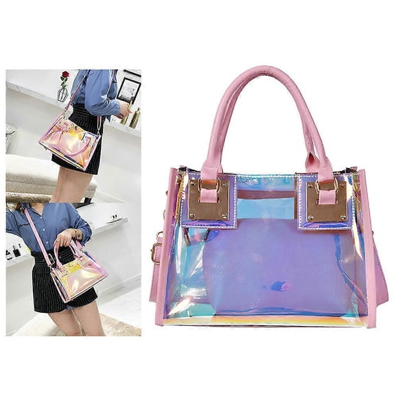 Fashionable Square Messenger Bag Pink Pu Material Large Capacity Crossbody 1Pack