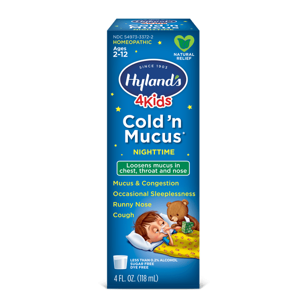 Hyland's 4 Kids Cold 'n Mucus Nighttime Relief Liquid, Natural Relief