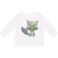 thumbnail image 3 of Inktastic Hipster Raccoon, Raccoon With Glasses, Flowers Boys or Girls Long Sleeve Toddler T-Shirt, 3 of 5