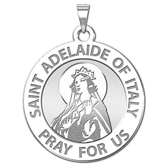 Picturesongold.Com Saint Adelaide of Italy Religious Medal Pandant - 2/3 inch Size of Dime, Sterling Silver