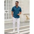 thumbnail image 5 of RICHCOIN Short Sleeve Mens Dress Shirts Casual Solid Shirts for Men Button Down Business Shirt, 5 of 7