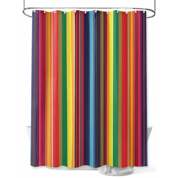 Shower Curtain Rainbow Stripes Shower Curtains for Bathroom, Waterproof Polyester Shower Curtain Set with Hooks, Standard Size 66" x 72" Abstract Colorful Stripes