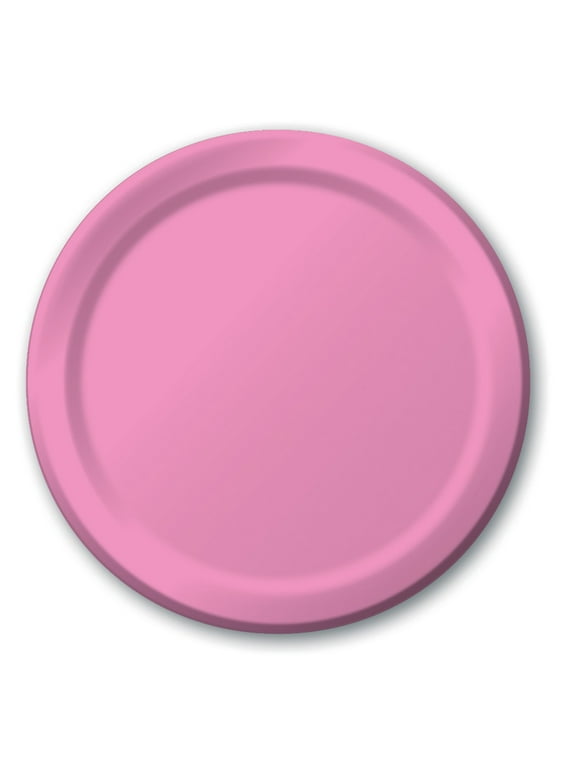 Candy Pink Round Paper Banquet Plates 24 Count for 24 Guests