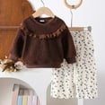 thumbnail image 2 of NIEWTR Toddler Kids Sweatsuits 2 Piece Set Baby Girl Long Sleeve Crewneck Top with Stretchy Waist Pants Set Fall Winter Sleepwear Comfy Outfit Breathable for 18M 2T(A-Coffee,12-18 Months), 2 of 9