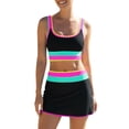 thumbnail image 2 of Women's High Waisted Bikini Sets Neon Color Tummy Control 3 Piece Swimsuit Summer Sporty Bathing Suit with Skirt, 2 of 9