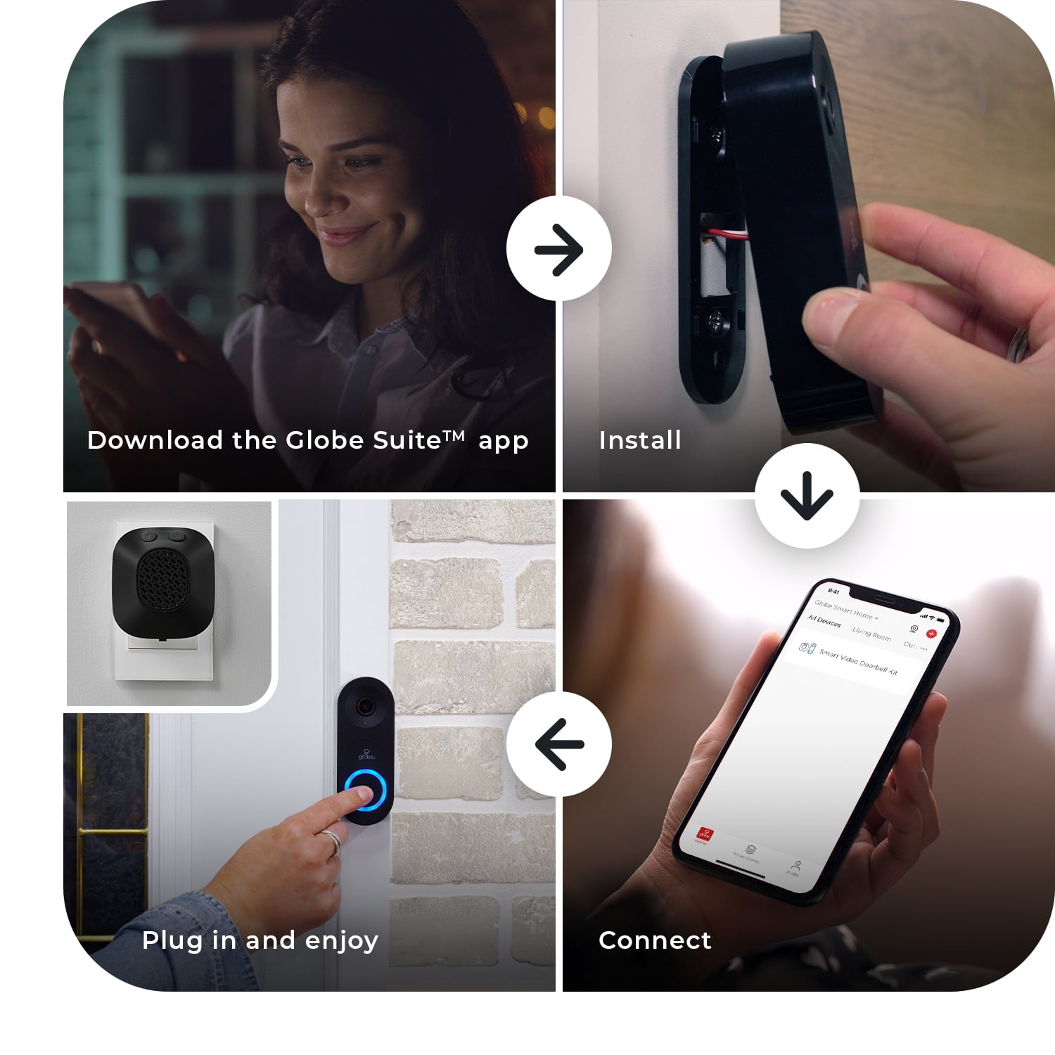 Heath Zenith Heath Zenith Black Plastic Wired Smart Motion Detection Doorbell Kit