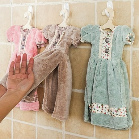 

SEAFEI Water Absorbent Coral Velvet Dress Bathroom Kitchen Wall Hanging Hand Towel