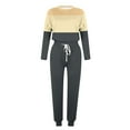 thumbnail image 4 of YUGYXL Women's 2 Piece Outfit Colorblock Lightweight Long Sleeve Tee Top and Jogger Pants Sets Casual Sweatsuit Tracksuit Dark Gray XXXL, 4 of 5