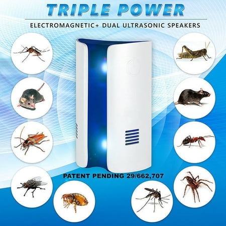 2018 MOST POWERFUL LIGHTSMAX Ultrasonic Electromagnetic Pest Repeller - Electronic Plug -In Pest Control Ultrasonic - Best Repellent for Cockroach, Rodents, Flies, Roaches, Ants, Mice,Spiders,
