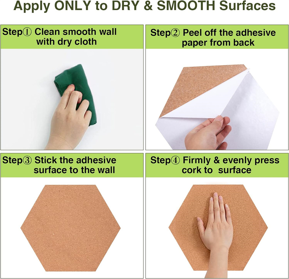 NOGIS Hexagon Cork Board Tiles Self Adhesive 6 Pack - 1/2" Thick Corkboards for Wall 8" x 7" Memo Boards Pin Board Decorative Bulletin Board for Office Home Kitchen - 40 Multi-Color Push Pins