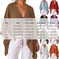 thumbnail image 3 of Babysbule Women V Neck Tie Front Batwing 3/4 Sleeve Oversized Loose Casual Top for Summer Vacation Daily Outfits, 3 of 9