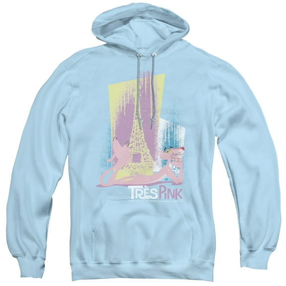 Pink Panther Tres Pink Adult Pullover Hoodie Sweatshirt Light Blue