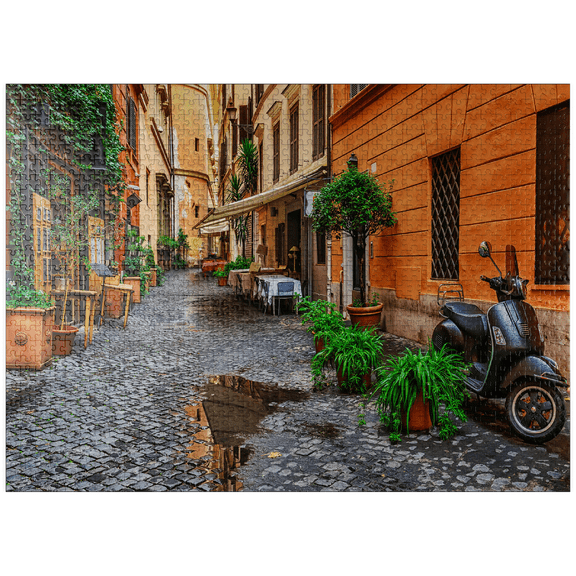 MyPuzzle - View Of An Old Narrow Street In Rome, Italy - Premium 1000 Piece Jigsaw Puzzle for Adults