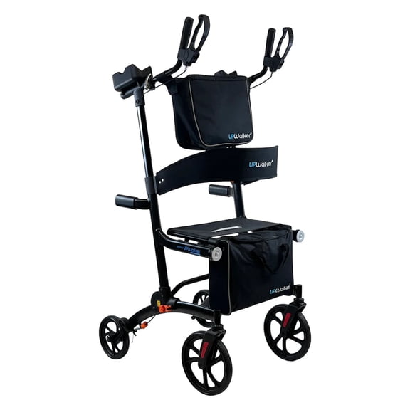 Journey Upright Walker for Seniors with Seat, 10" Front Wheels & Motion-Activated Lights