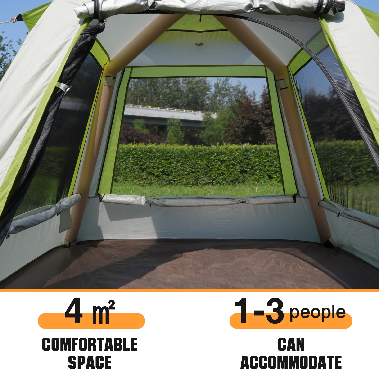 Qiyester Fully Automatic Inflatable Tent, Outdoor Camping, Rainproof and Sunproof, 300D Oxford Cloth, Foldable, Portable, Quick-Opening, No-Setup Required Inflatable Tent, Suitable for Travel