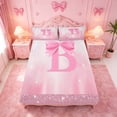 thumbnail image 5 of meiyoeat Girly Coquette Bow Queen Sheets For Kids,Pink Sequin Alphabet Print B Queen Sheet Sets For Bowtie Lovers,4Pcs, 5 of 6
