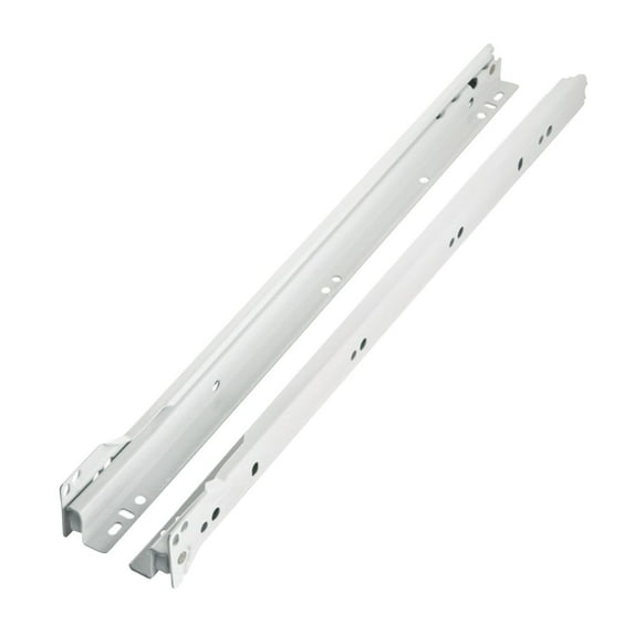 Blum Rok Hardware 16-inch (15.75-inch) 75 lb Capacity 0.75 Extension Euro Epoxy Cabinet Drawer Slide Model 230M White