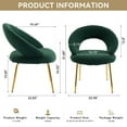 thumbnail image 4 of Hassch Modern Teddy Upholstered Dining Chair with Ergonomic Curved Backrest and Golden Metal Legs, Easy to Assemble, Green, 4 of 6