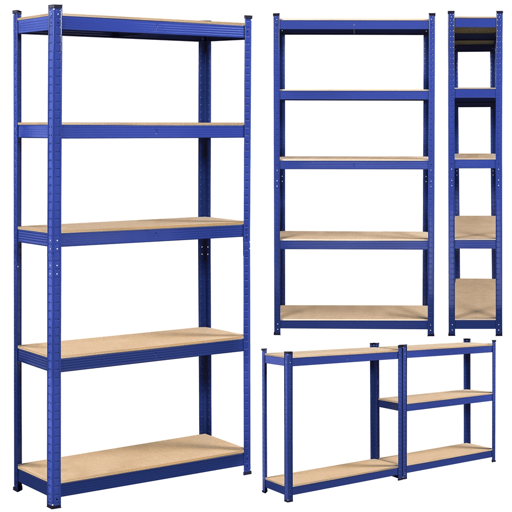 Alden Design 5-Shelf Boltless & Adjustable Steel Storage Shelf Unit, Blue