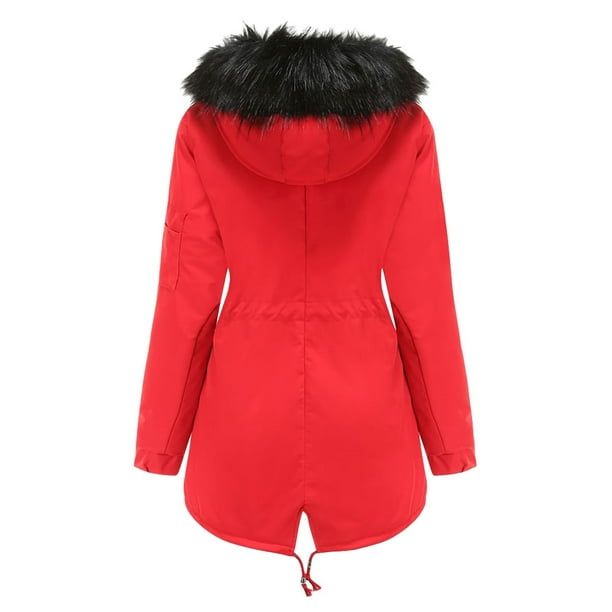 Winter Thick Warm Fleece Lined Coats for Women Ladies Parka Jacket with  Hood Heavyweight Long Parka Coats Trench Outwear