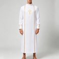 thumbnail image 2 of BELTNOV Men's White Priest Robe Halloween Costume Gold Cross Embroidered Clergy Cosplay Outfit Long Sleeve Church Minister Fancy Dress for Party White, 2 of 9