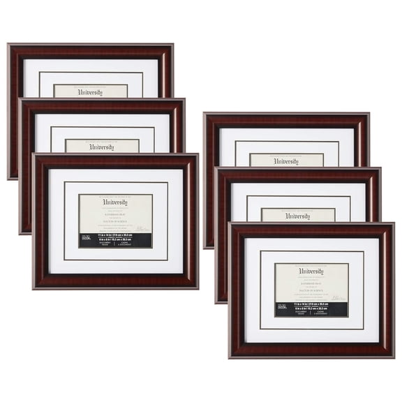 Studio Decor 6" x 8" Mahogany Document Frame with Double Mat, 6 Pack