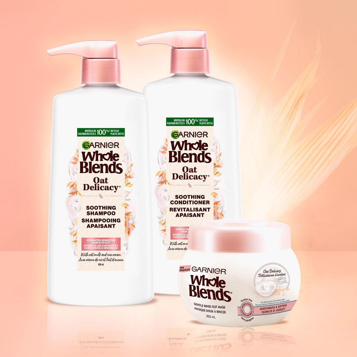 GARNIER Whole Blends Oat Delicacy Doux pour le cuir chevely sensible Shampooing, 828 mL