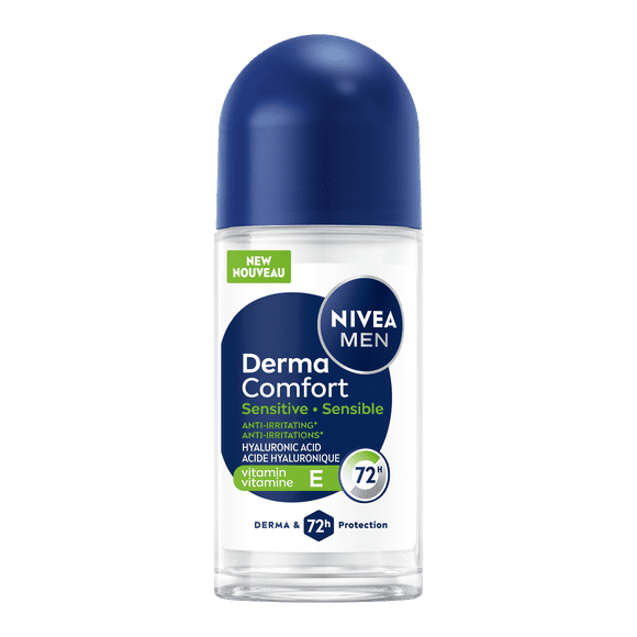 NIVEA MEN Derma Comfort Sensitive Roll On Antiperspirant, 72 Hour Protection, 50 mL