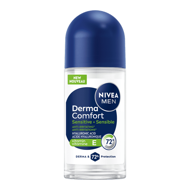 NIVEA MEN Derma Comfort Sensitive Roll On Antiperspirant, 72 Hour Protection, 50 mL