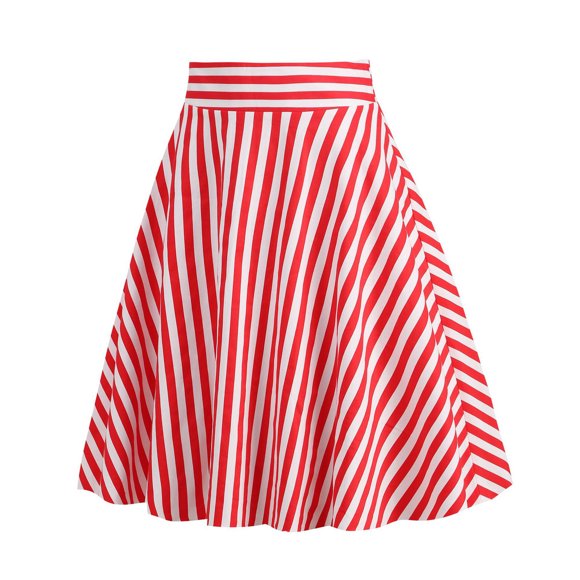 Mrat Floral Midi Skirts Women's Vintage High Waist A-Line Skirt Flared Midi Skirt Floral Maxi Skirt S-118 Red-A M