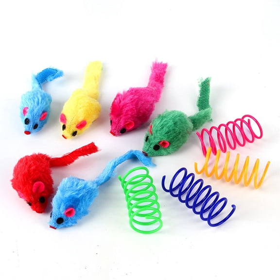 Supvox Cat Plush Mouse Toy Set for Indoor Interactive Play, Random Color, Soft and Pet Toy for Cats
