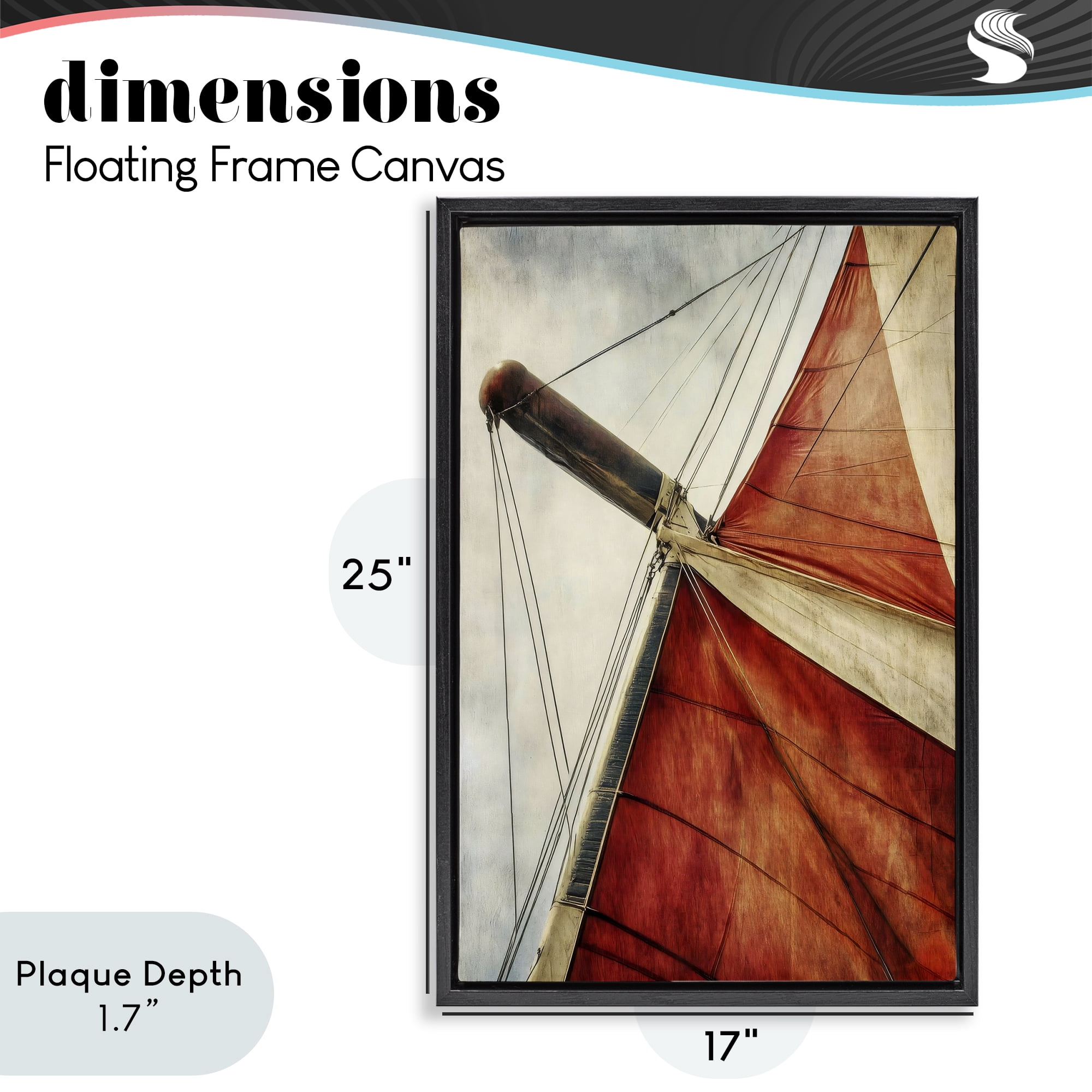 Stupell Industries Red Sail at Sea Black Framed Floater Canvas Wall Art, design by Creative Studio
