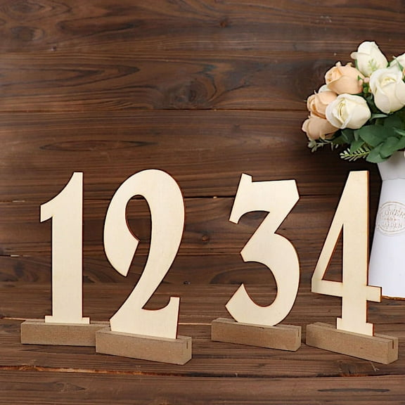 BalsaCircle 20 Natural 6 in Wood 1-20 Table Numbers Signs Set Rectangular Base Party Events Decorations