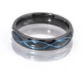 thumbnail image 4 of 5mm Half-Round Black Zirconium Ring with the Infinity Symbol Anodized in Blue, 4 of 4
