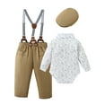 thumbnail image 2 of Baby Boy Clothes Outfit Suits Newborn Formal Romper Shirts Suspender Pants Hat Bowtie 0-18 Months 4pcs, 2 of 13