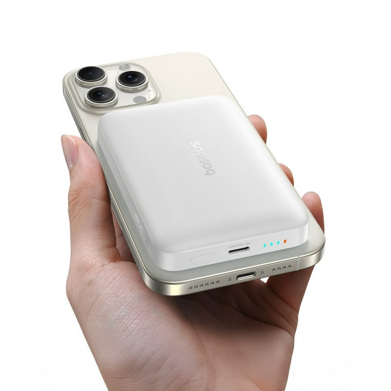 Baseus Powerbank Magnetic Mini 10000mAh 30W Con MagSafe - Ricarica Veloce Per IPhone, Colore Bianco - 5