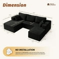 thumbnail image 2 of LAKPS 107" U-Shaped Left Modular Boneless Sectional Sofa, Deep Seat Corduroy Couch for Living Room, No Assembly Required, Black, 2 of 9