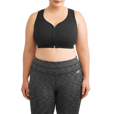 Athletic Works Women's Plus Size Zip Front Bra (Best Plus Size Sports Bra)