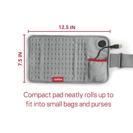 Sunbeam® GoHeat USB Powered Heating Pad, Light Gray
