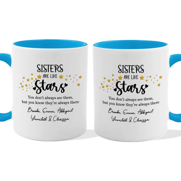 Customizaholic Personalized Sisters Are Like Stars Mug – Custom Names Sister Gift Coffee Mug