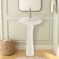 thumbnail image 2 of TOBILI 32" Height Cemamic Oval Pedestal Sink with Overflow in White, 2 of 8