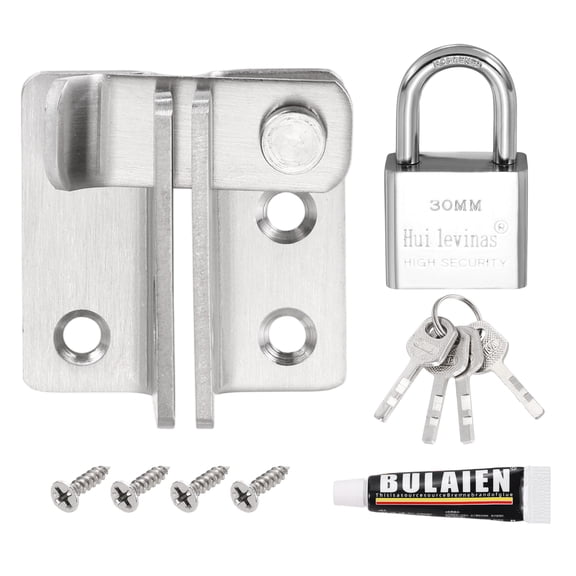 Uxcell 1-Pack Flip Latches, 1.8 in Stainless Steel Safety Door Lock Catch with Padlock Barn Door Lock Brushed Finish for Door[Right Open, Silver]