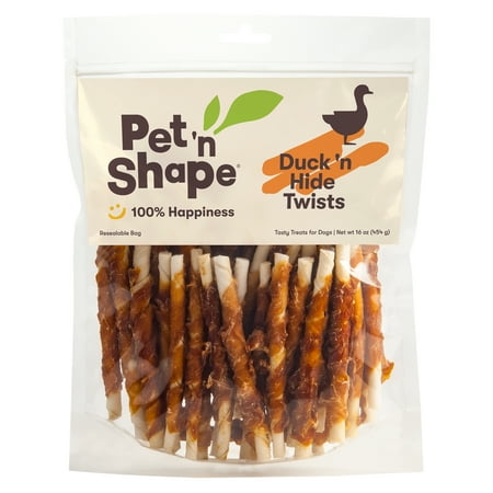 UPC: 0032657216169 | Pet n Shape Hide Twists – Duck Wrapped Rawhide Dog Treats Small Twist 1 Pound — Healthy Dog Treats
