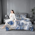 thumbnail image 5 of meiyoeat Blue Gold Marble 7 Pieces Full Size Bedding Sets For Kids,Fluid Swirl Design Full Size Bed In A Bag For Adults,Light Gray Reversible, 5 of 7