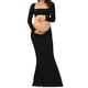 thumbnail image 1 of Open Back Design Dress Stretchy Fabric Feature Elegant Floor Length Hem Belly Cutout Detail Maternity Evening Dress Black XL, 1 of 4