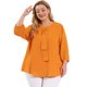 thumbnail image 1 of Women's Plus Size Work Round Neck Ruffle Chiffon Blouse Top Orange 1X, 1 of 6