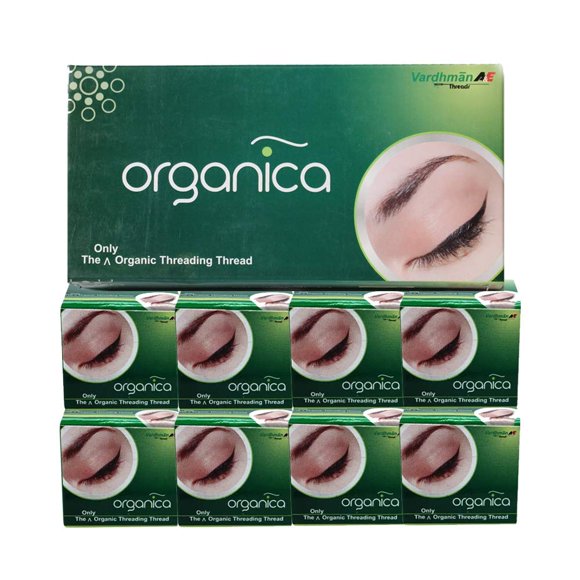 Hilo orgánico de algodón para enhebrar cejas, caja de 8 bobinas