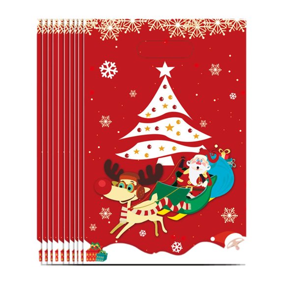 balikha 10Pcs Christmas Gift Bag Christmas Treat Bag Multifunctional Decoration Goody Bag Tote Bag for Presents Festival Xmas Biscuit E